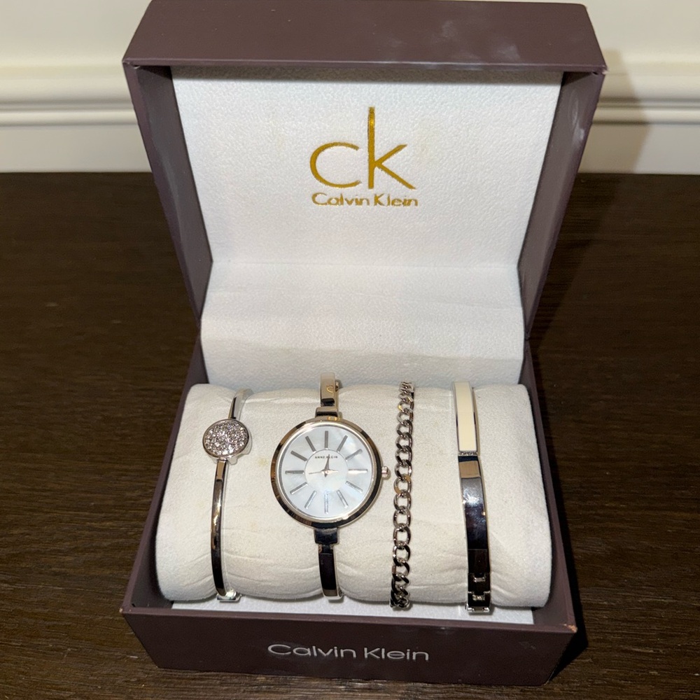 Calvin Klein Silver Women's Watch and Bracelet Set